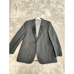 Men's Classic Black Double Breasted Jacket with Satin Lapels Formal Evening Wear
